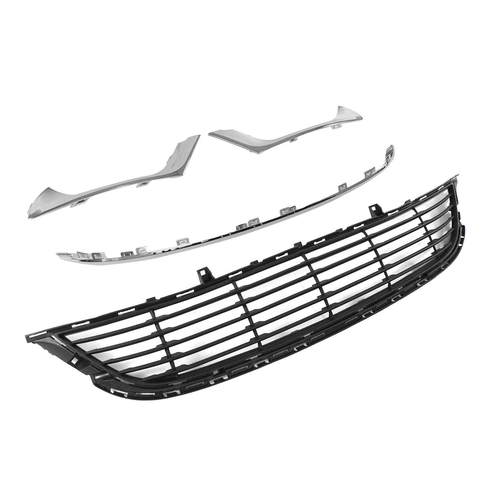 For Chrysler 200 2015-17 Chrome Front Bumper Trims + Unfinished Lower Grille Set