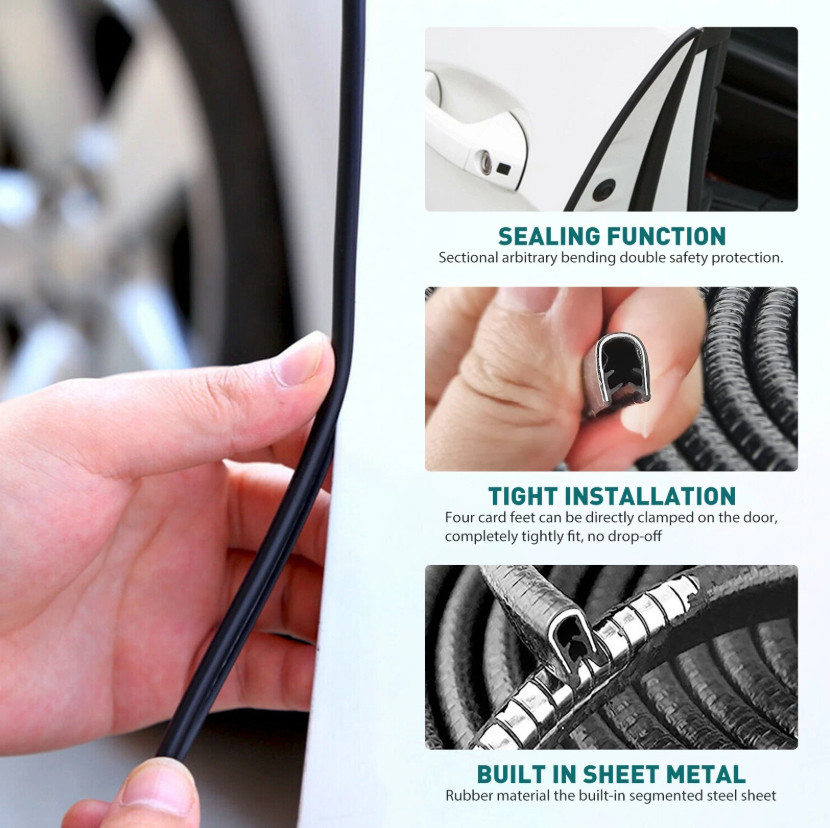 20 FT Car Door Edge Trim Black Strip Lock Guard Moulding Rubber Seal Accessories