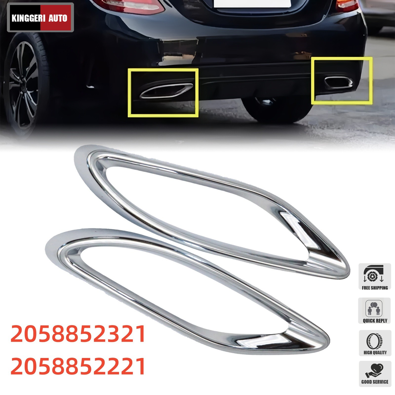LH+RH Bumper Trim Chrome For Mercedes-Benz 2019-2022 A220 2018 E400 2021 E350 US