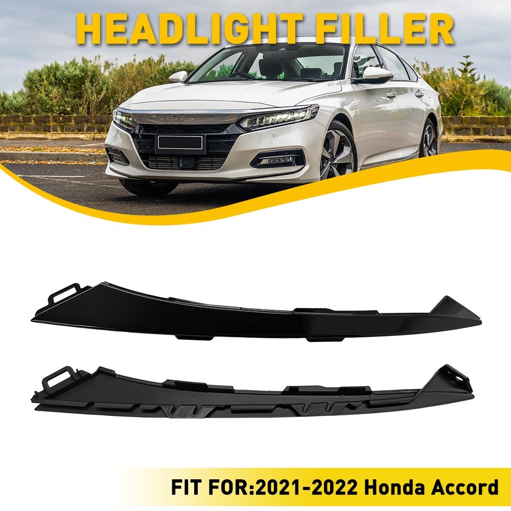 For 2021-2022 Honda Accord Left Right Front Headlight Lower Molding Trim Gloss