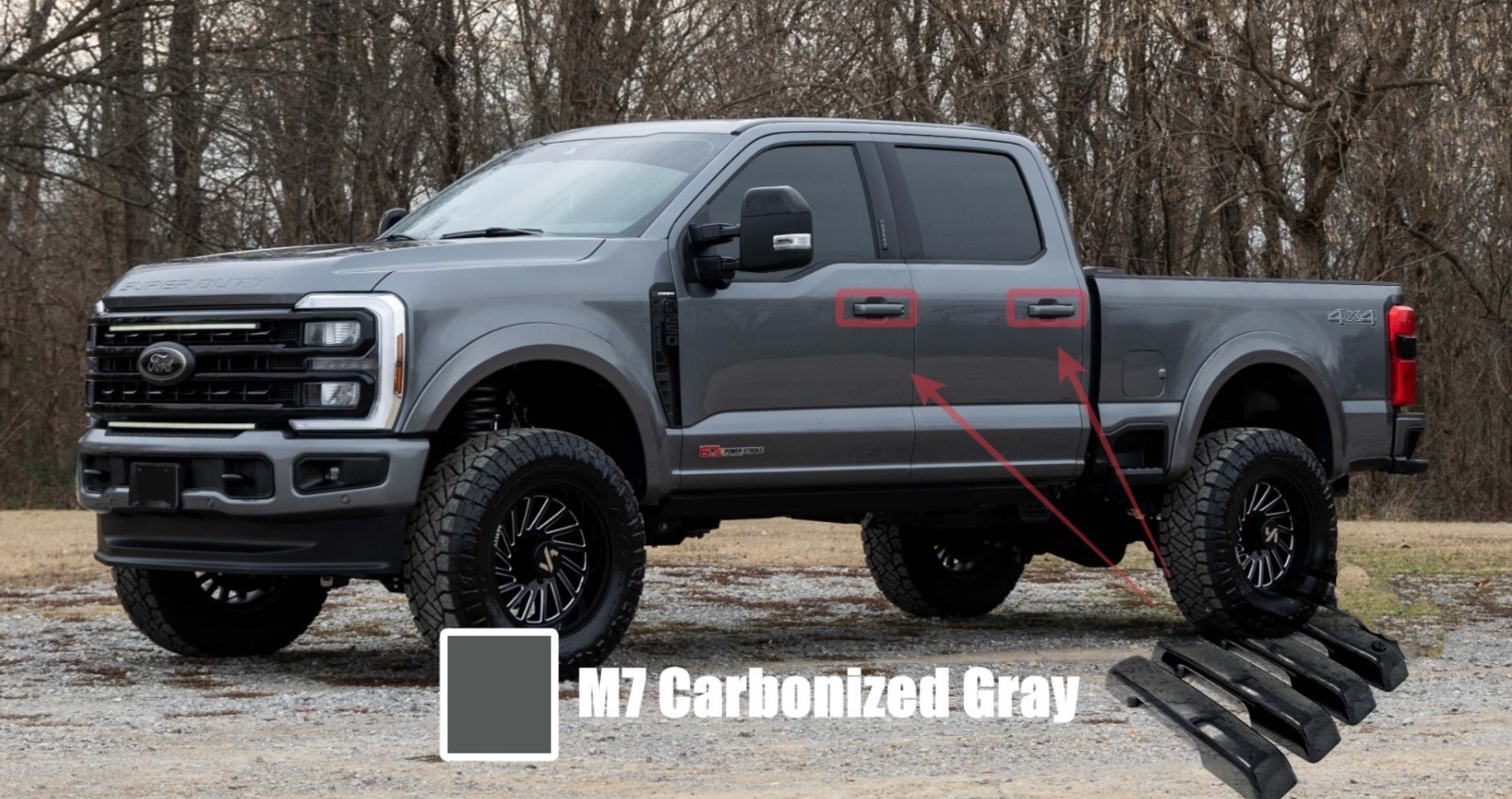 For 2021-2025 Ford F150 F250 F350 M7 Carbonized Gray Painted Door Handle Covers