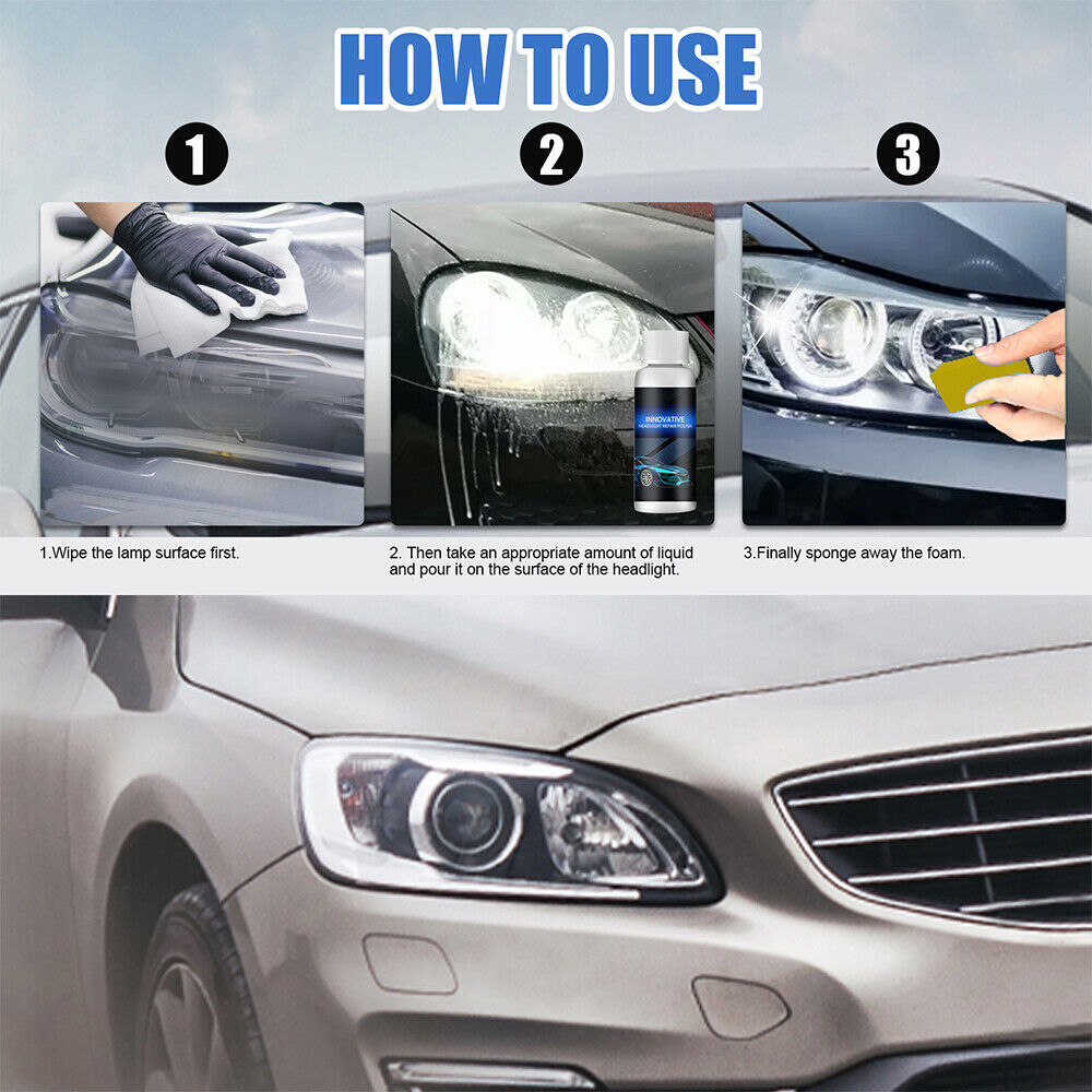2Sets Innovative Headlight Repair Polish Fluid Liquid Kit-Car Lamp Renovation US