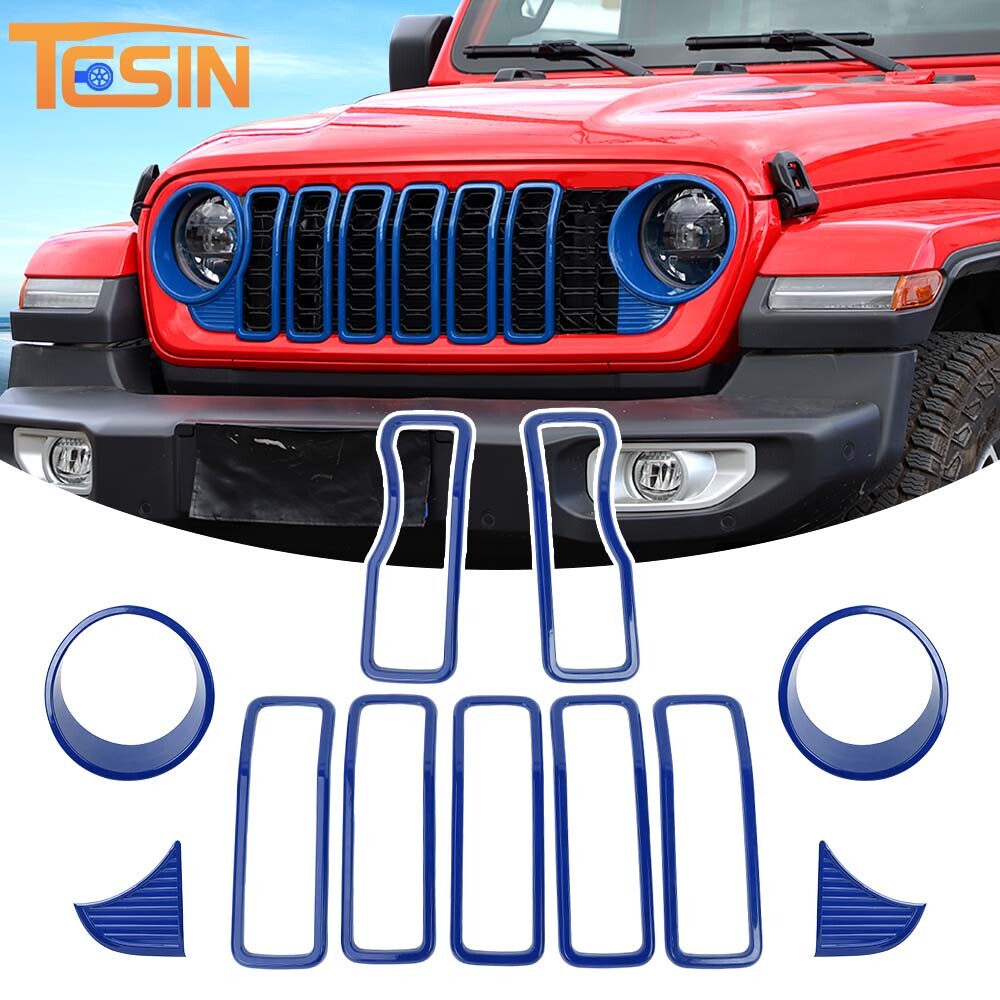 ⭕Headlight Grille Insert Cover Trim Overlay Kit for 2024-26 Jeep Wrangler JL JLU