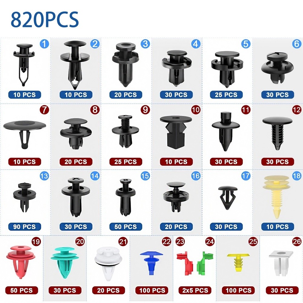 Labwork 925Pcs Car Bumper Retainer Clips Rivets Fasteners Tailgate Handle Rod