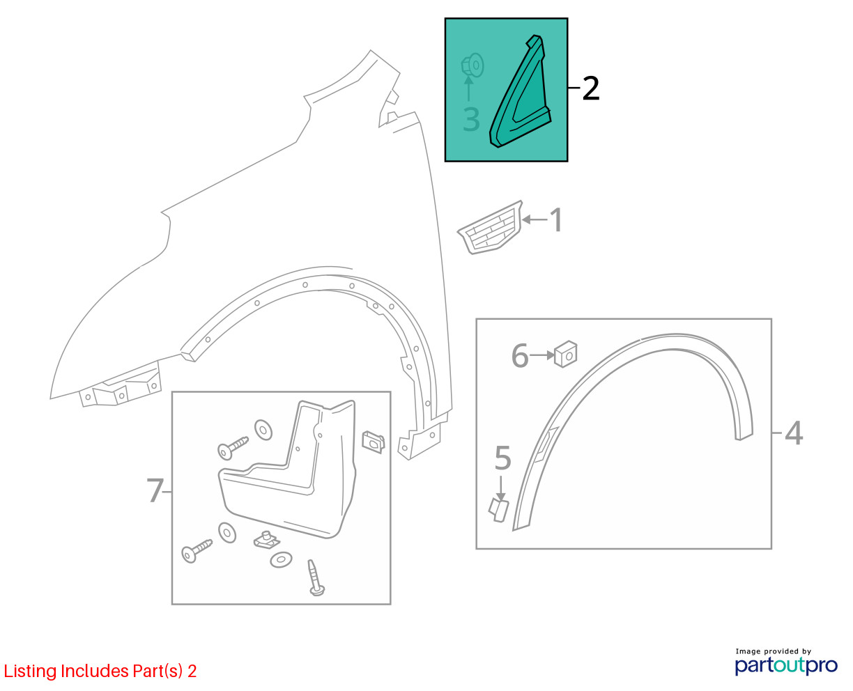 17-24 Cadillac XT5 Molding Assembly Front Fender OEM