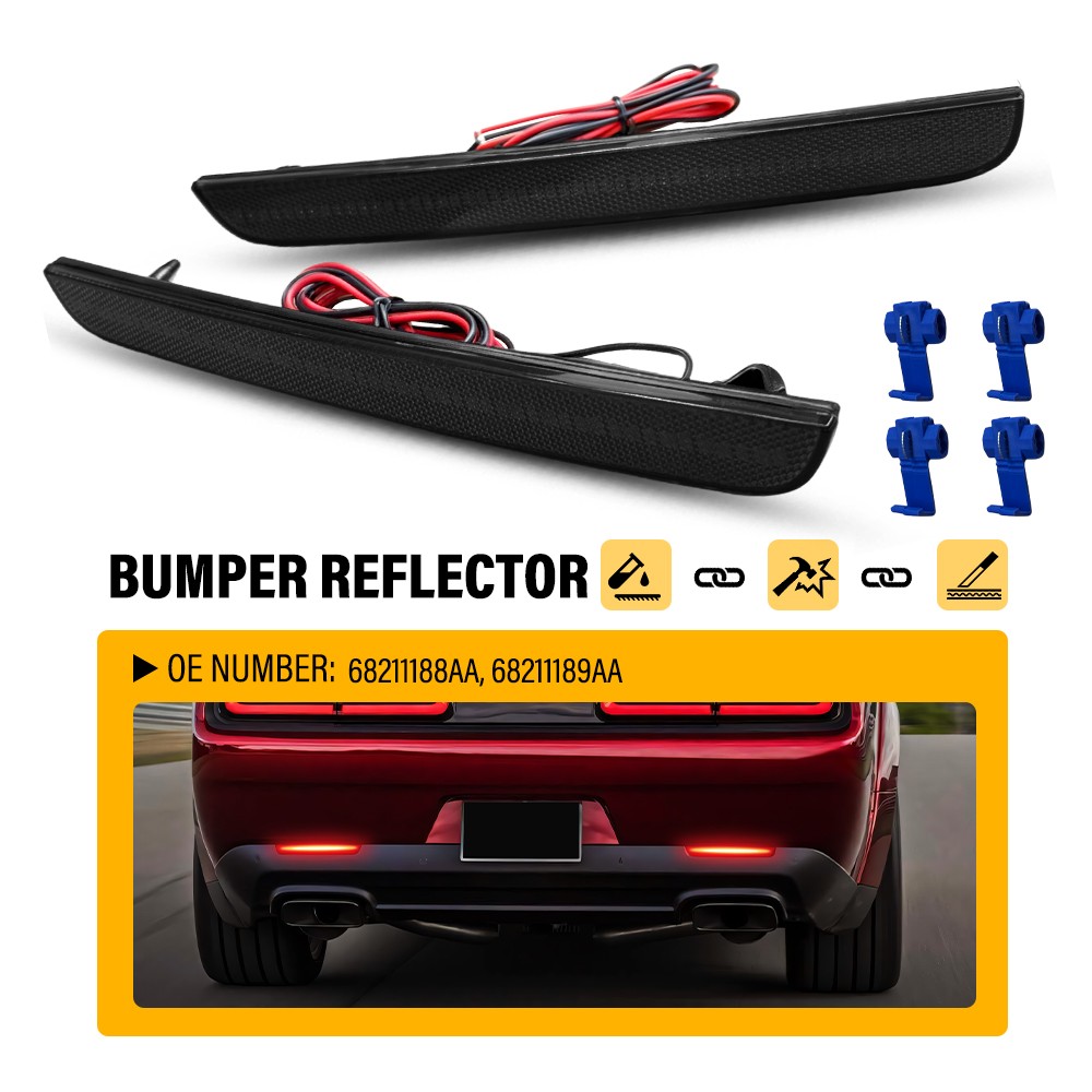 2X 68211188AA For Dodge Challenger 2015-2022 Red LED Rear Bumper Reflector Light