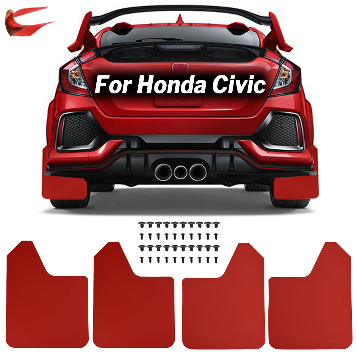 4pcs Universal RED Car Mud Flaps Splash Guards Mudguards Mudflaps Rally Racing