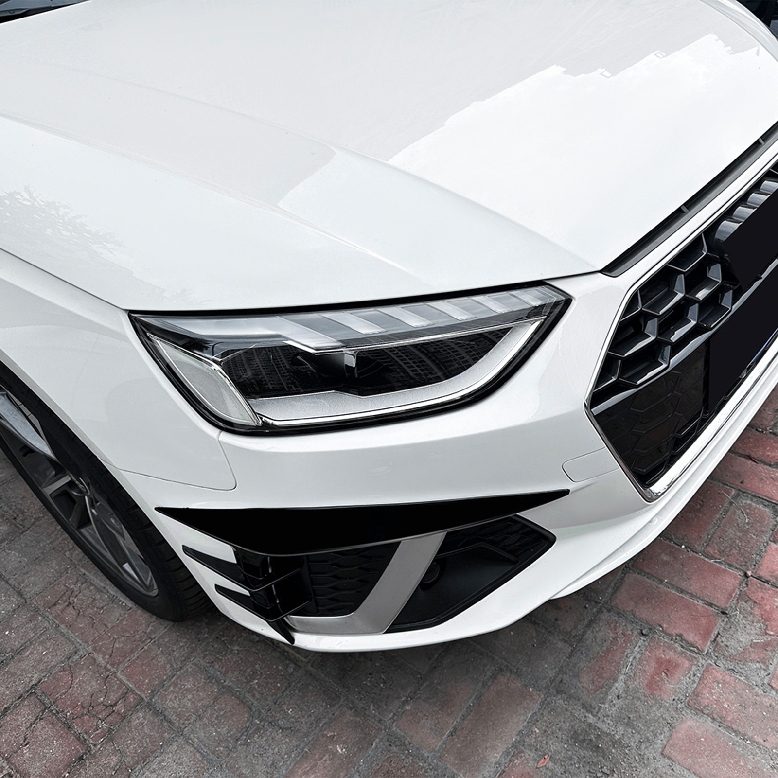 Black Front Bumper Side Vent Decor For Audi A4 S4 B9.5 Sline