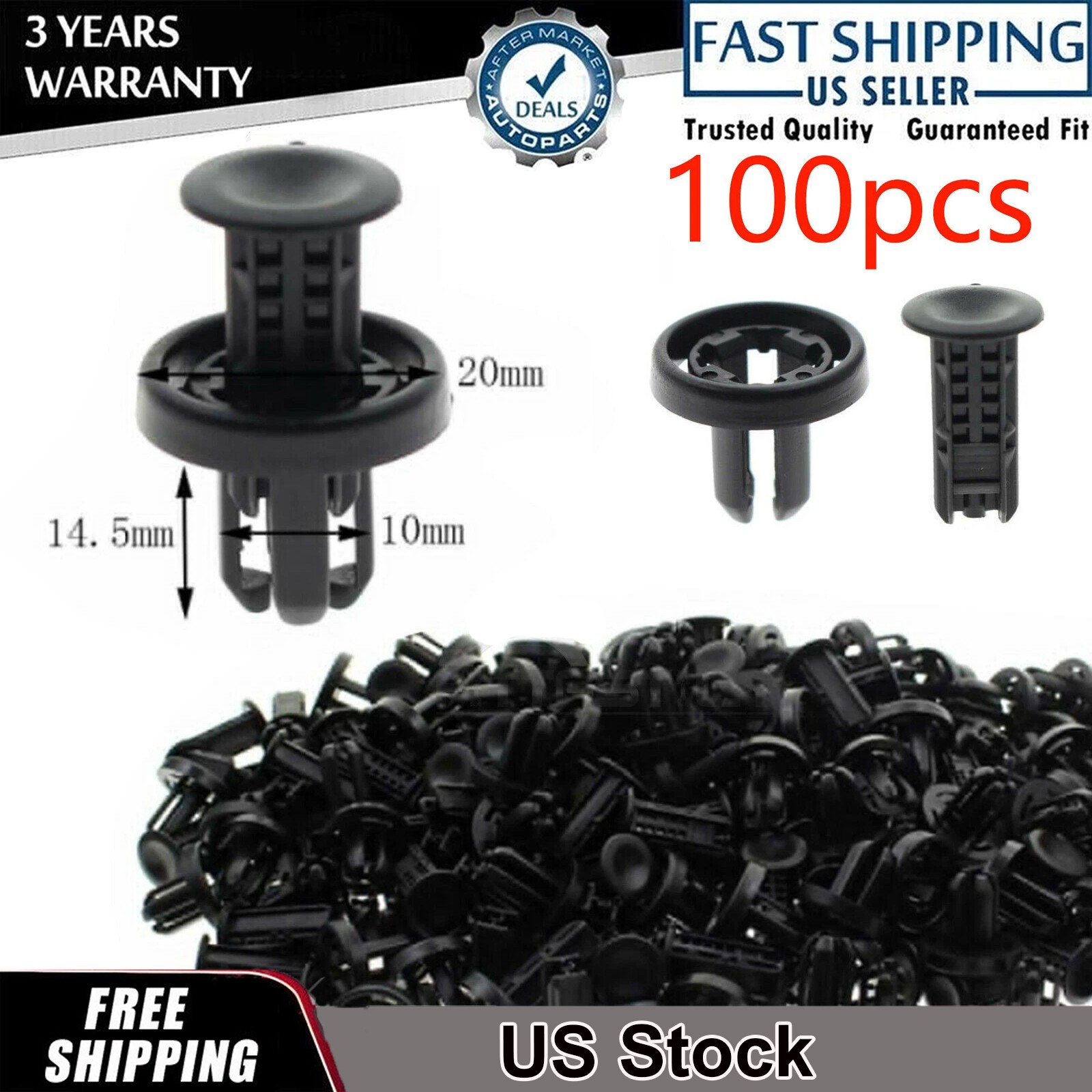 100x Fender Liner Clips Push Type Retainer For Honda Civic Accord Acura Integra