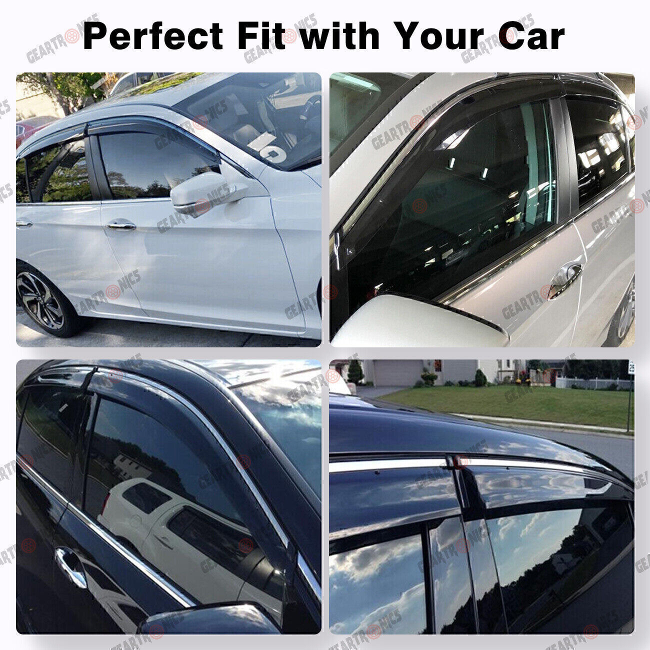 For 2013-2017 Honda Accord Sedan Smoke Window Visor Vent Rain Guards Deflector