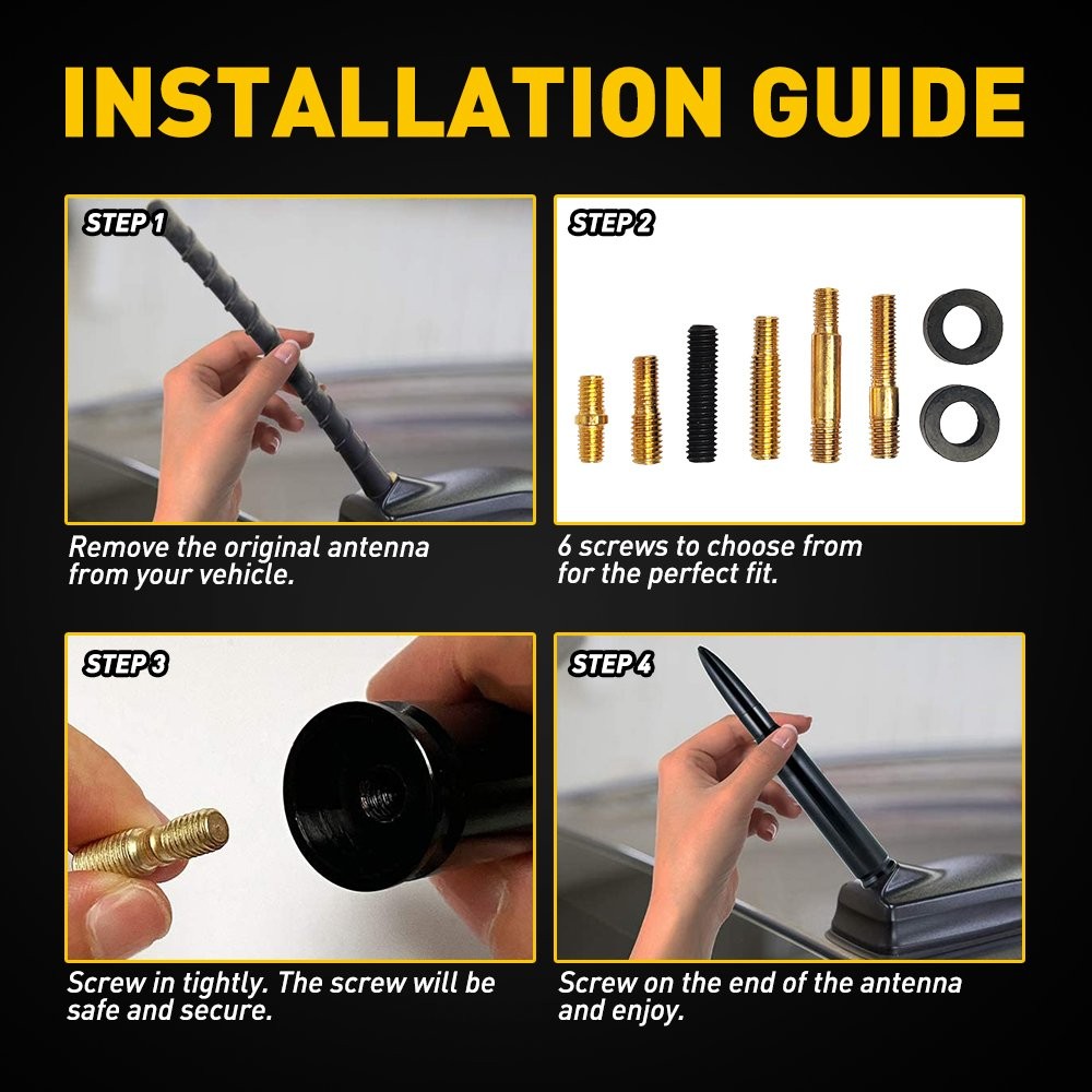 BULLET ANTENNA 50 CAL BLACK for CHEVROLET SILVERADO 1500/2500/3500/GMC SIERRA US