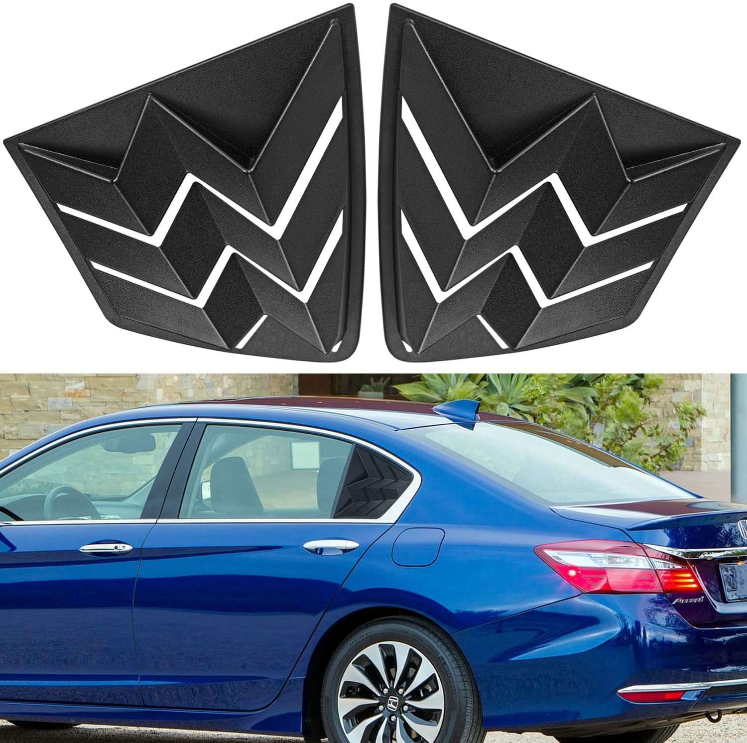 Rear and Side Window Louvers for Honda Accord Sedan 2013-2017 Lambo Style ABS
