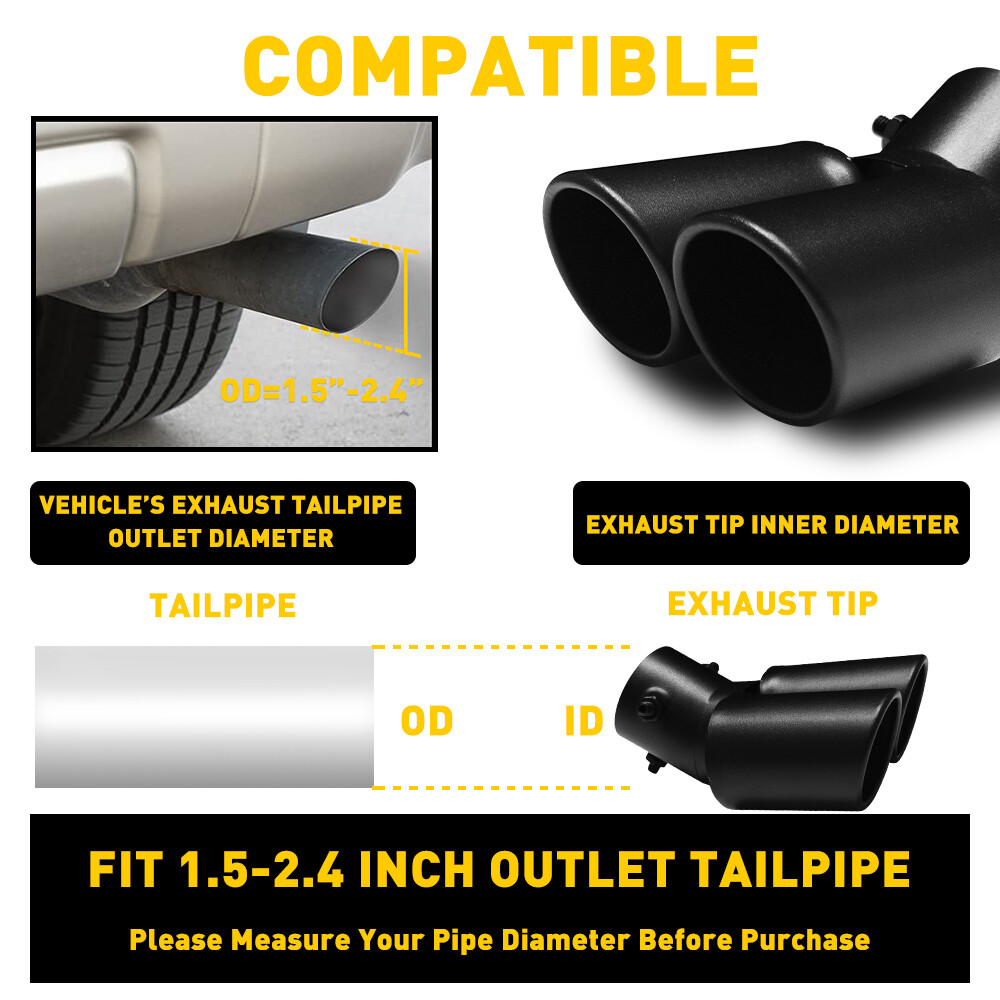Car Rear Exhaust Pipe Tail Muffler Tip Auto Accessories Replace Kit Black