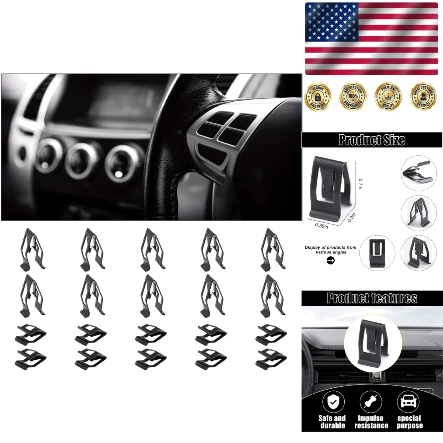 Universal 20-Piece Car Dashboard Retainer Clip Set – Scratch-Resistant Black