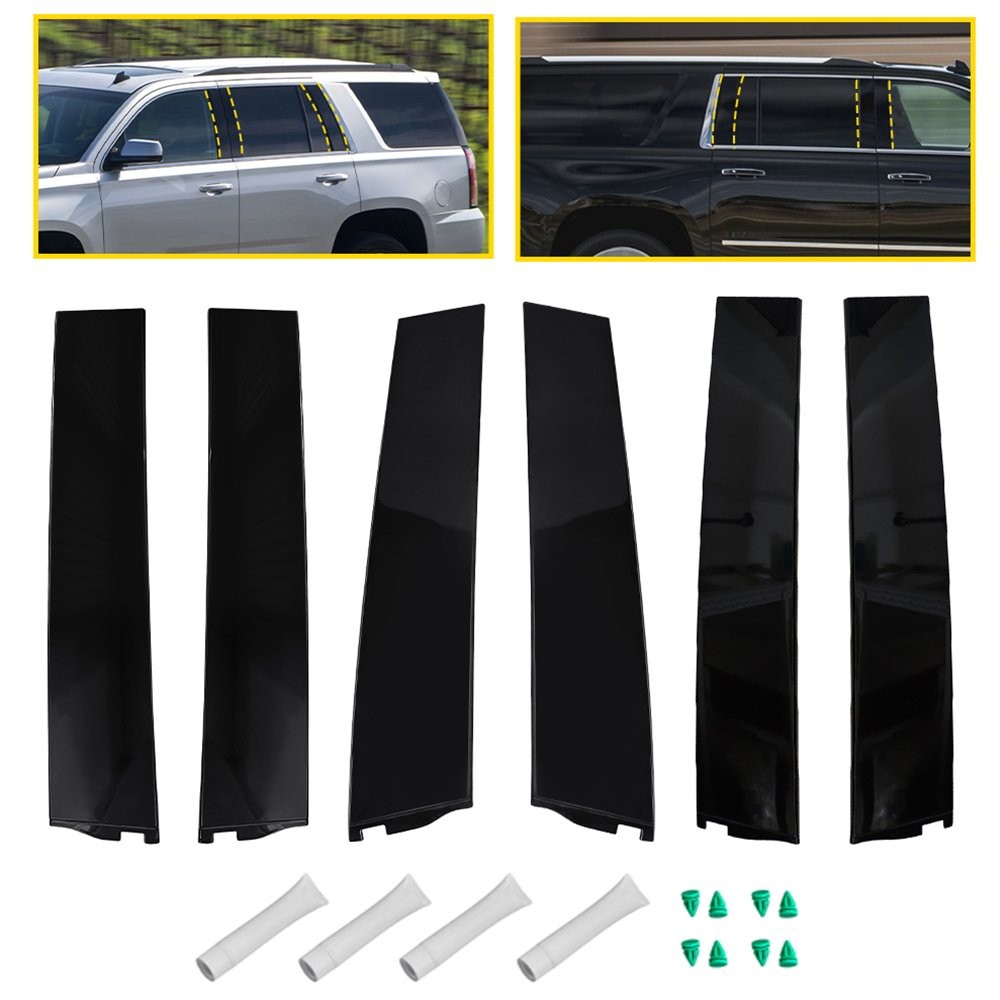 1/2/6PCS Black Pillar Post Window Trim For Cadillac Escalade GMC Yukon 2015-2018