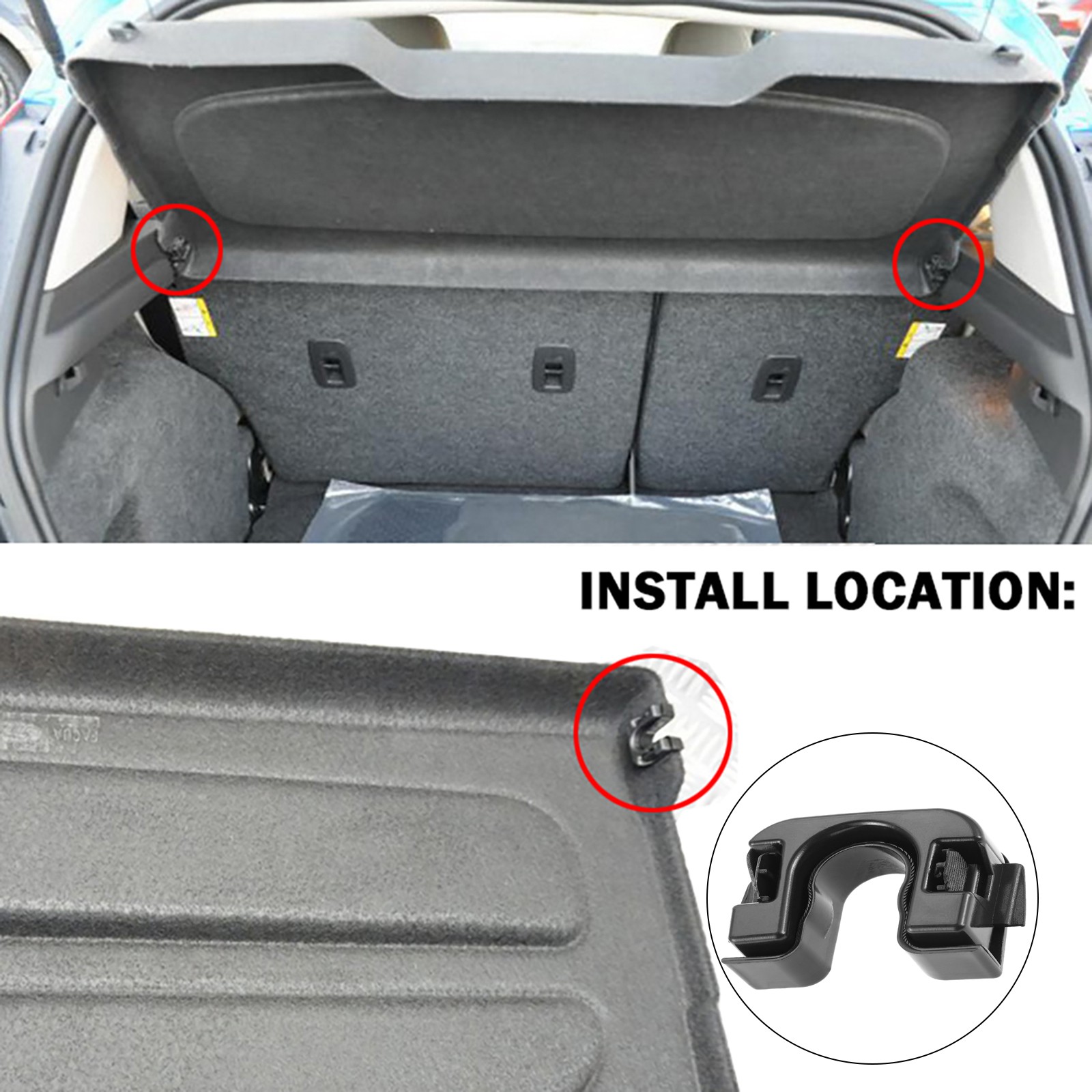 2 Set Car Rear Load Cover Parcel Shelf Clips Replace for Ford MK8 2017-2021
