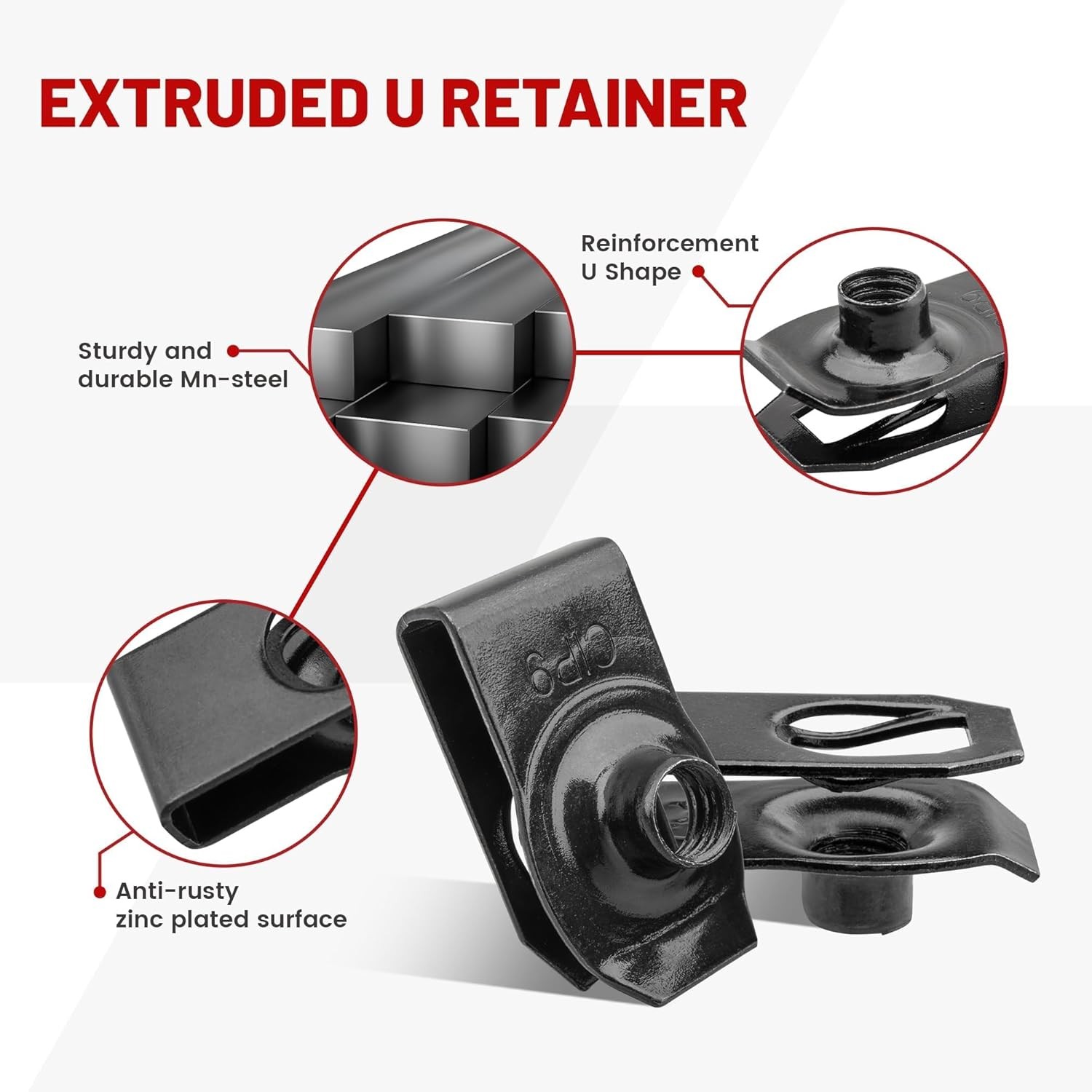 For GM Chevy Truck Body Bolts & U-nut Clips M6-1.0 x20mm, 10mm Hex -20pcs (10ea)
