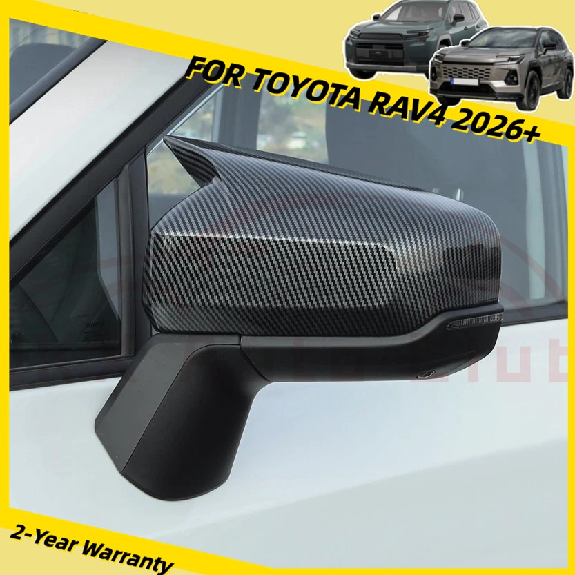 For Toyota RAV4 2026+ m 2Pcs Carbon Fiber OX Horn Rearview Mirror Cover Trim
