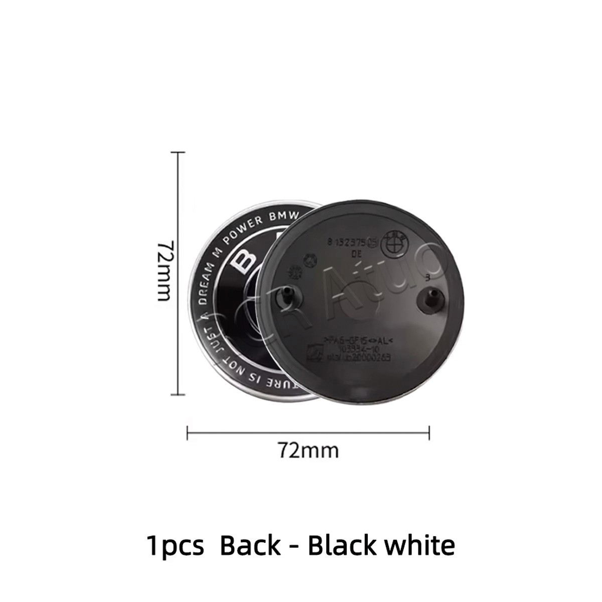 2PCS Emblem Front Hood & Rear Trunk (82mm+ 74mm) For BMW black characters badges