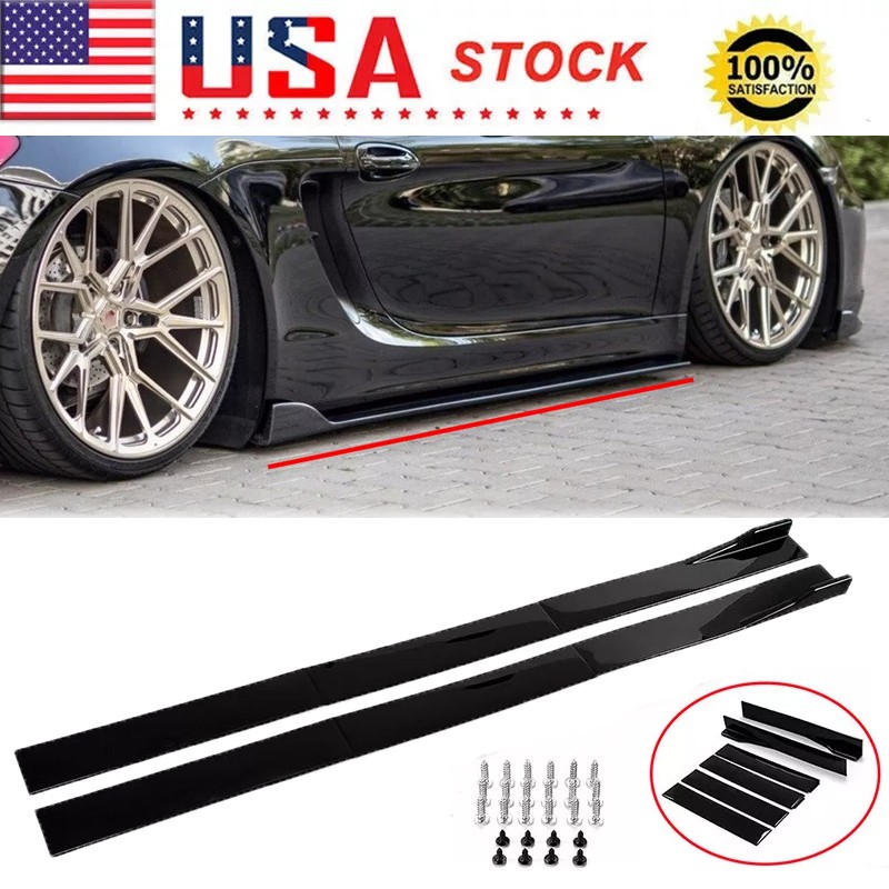Gloss Black 78.7” Side Skirt Rocker Panel Lip For Porsche Cayman / Boxster 981