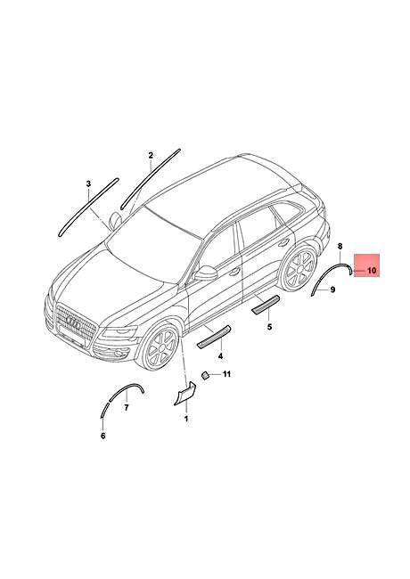 Genuine AUDI Q5 83B 8RB Trim For Wheel Arch Stone Grey 8R0853828A1QP