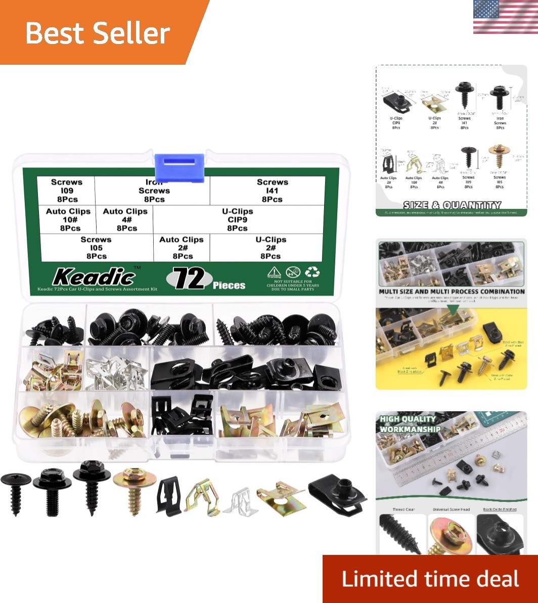 72-Pcs Metal Trim Panel Clips & Self-Tapping Screws for Auto Repairs – Univer…