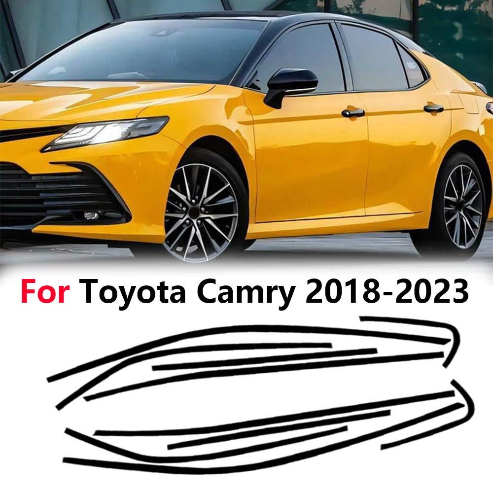 Glossy Black Chrome Delete Blackout Vinyl Window Trim For 2018-2024 Toyota Camry