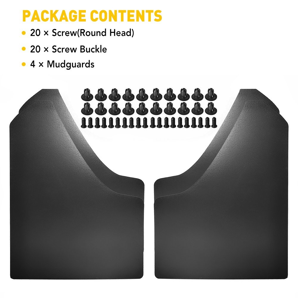 4x Universal Flaps Splash Guards Mud W/ Clip Fit for Silverado 1500 2500 3500 HD
