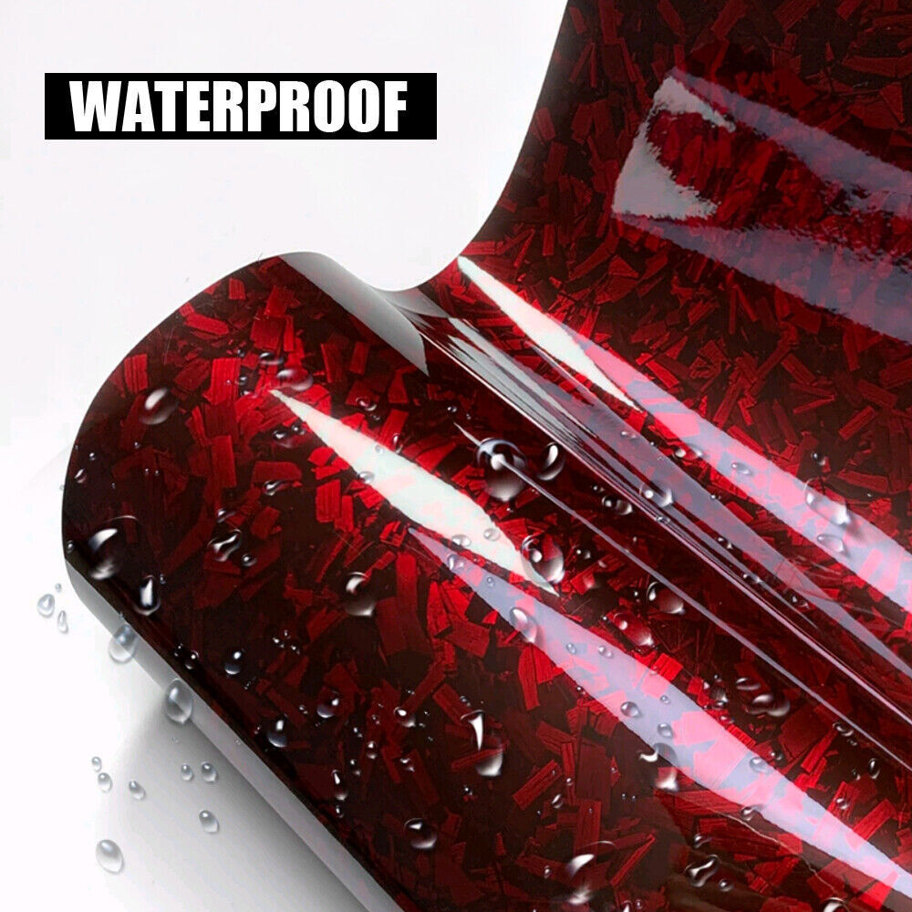 20cm*152cm High Glossy Red Forged Carbon Fiber Car Sticker Adhesive Vinyl Wrap