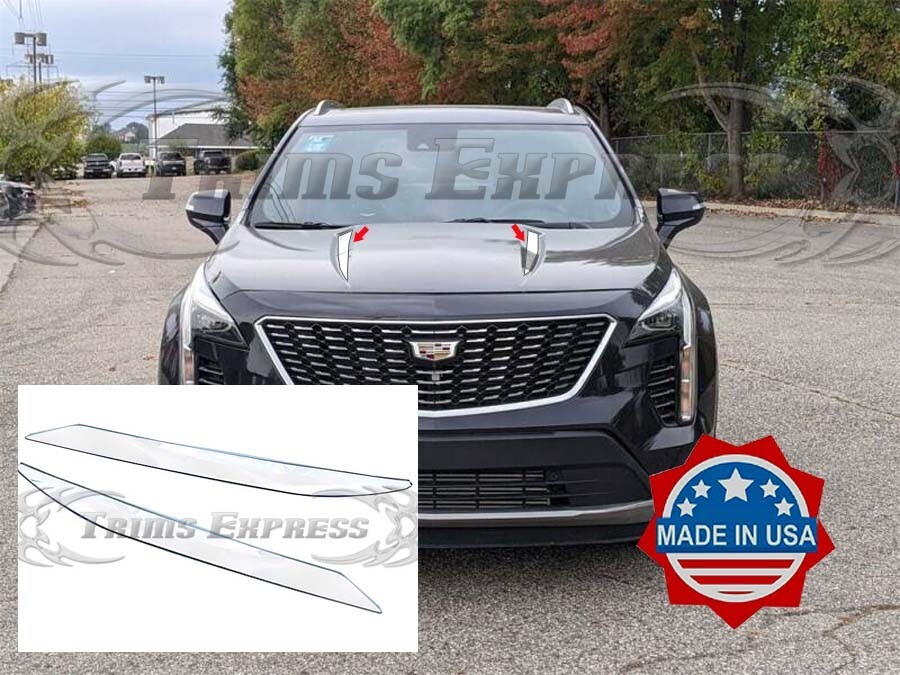 fit:2019-2024 Cadillac XT4 Hood Accent Trim Vent Insert Stainless Sticker 2Pc