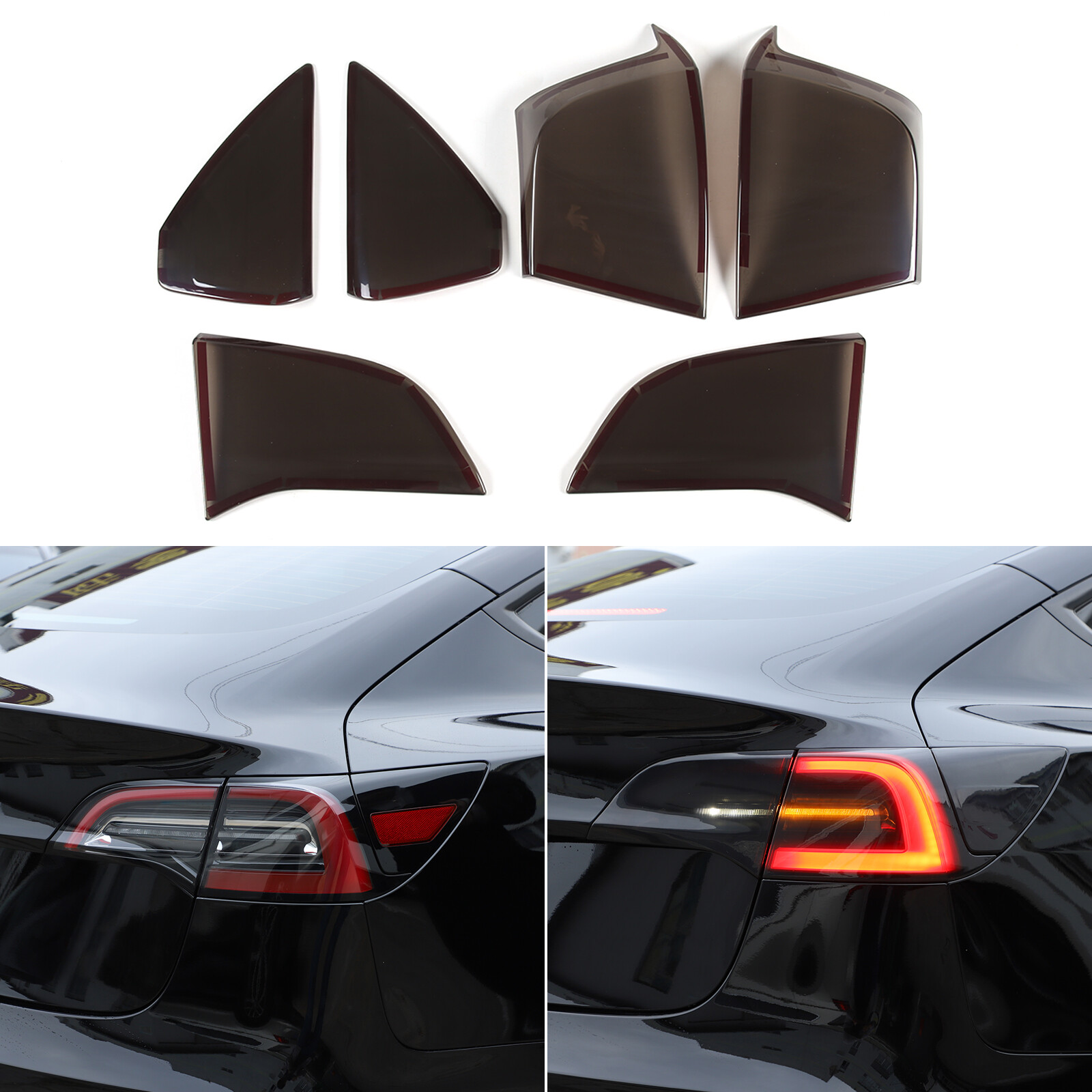 For 2016-2023 Tesla Model 3 Y Full Tail Light Lamp Rear Reflector SMOKE Cover