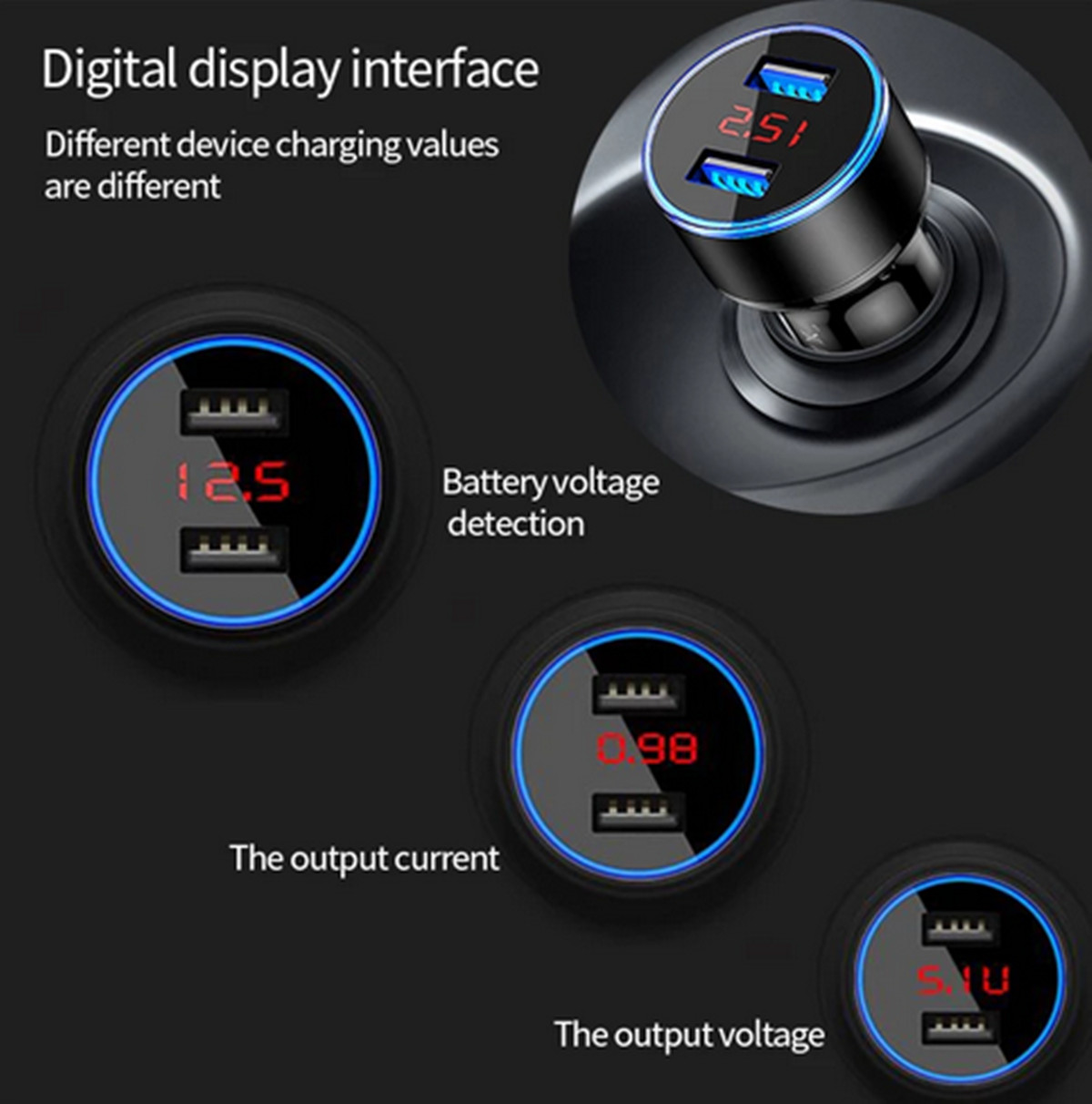 12V 24V Car Charger Cigarette Lighter Adapter Dual USB For Apple iPhone Samsung