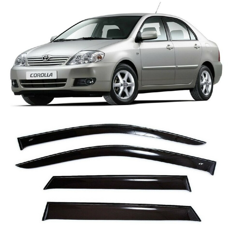 Tape-on Window Visors Rain Guards Fit Toyota Corolla Sd 2001-07 Wind Deflectors