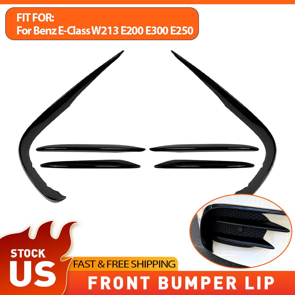 For Benz Mercedes W213 2016-2020 Front Bumper Lip Spoiler Splitter Glossy Black