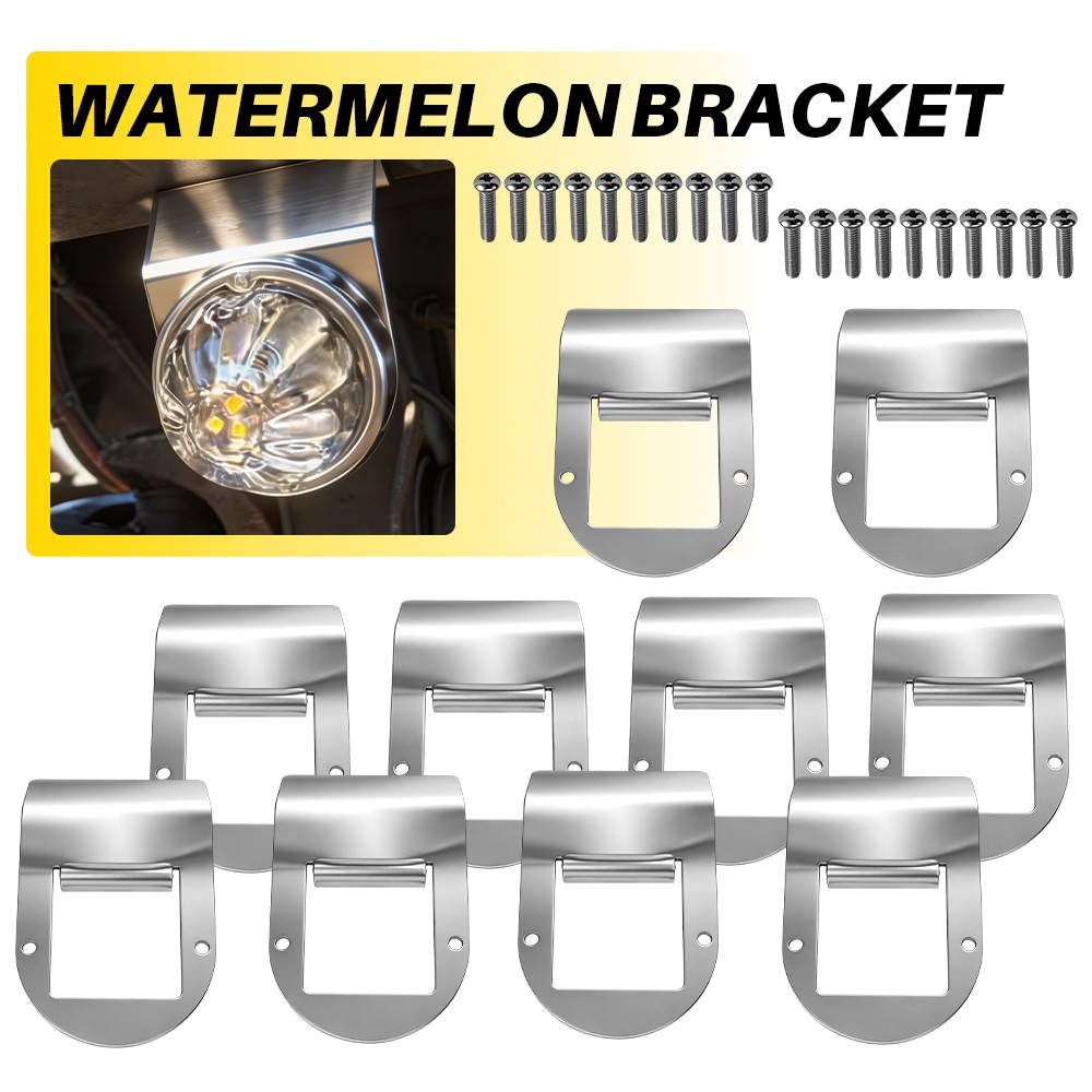 10x Watermelon Light Under Lower Frame Bracket Mount Right Left Stainless Steel