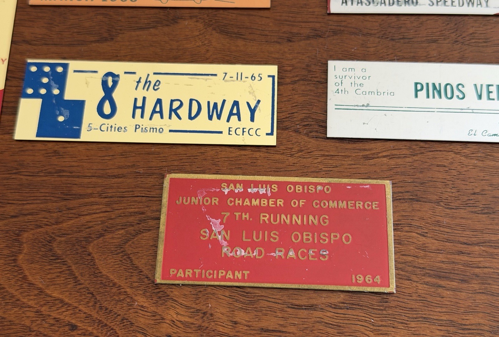 1960’s EL CAMINO FOREIGN CAR CLUB EMBLEMS Plates TIME TRIALS ATASCADERO Speedway