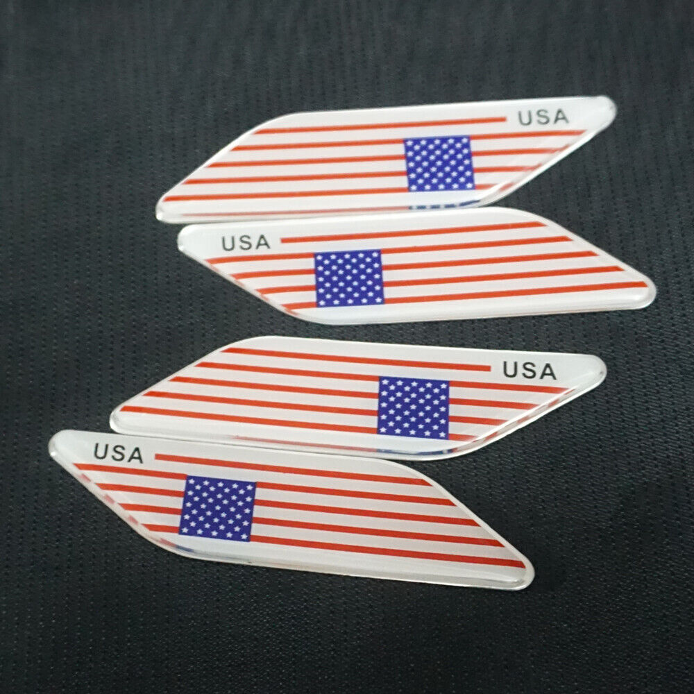 Pair USA Flag Plastic Badge Decal Sticker Emblem Engine 3D America United States