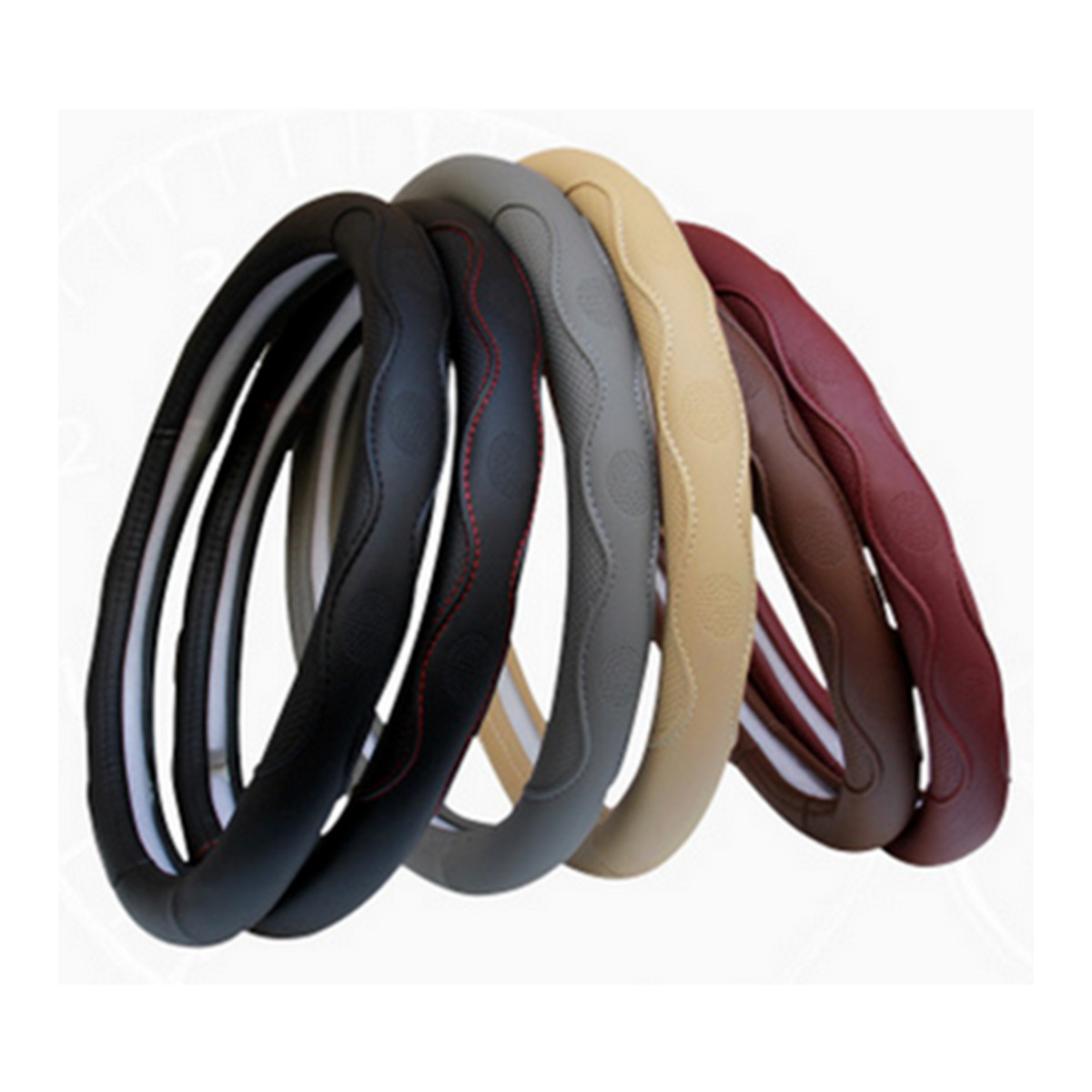 14-15in Car Steering Wheel Cover PU Leather Protector Breathable Anti-slip