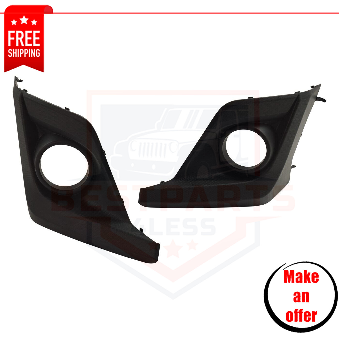 New Fog Light Trims Set 2pc front textured black for 2018-2020 Subaru Crosstrek