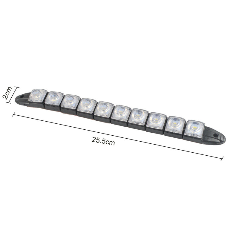 1Pair 12V 10-LED Daytime Running Light DRL Auto Fog Day Driving Lamp Lights Trim