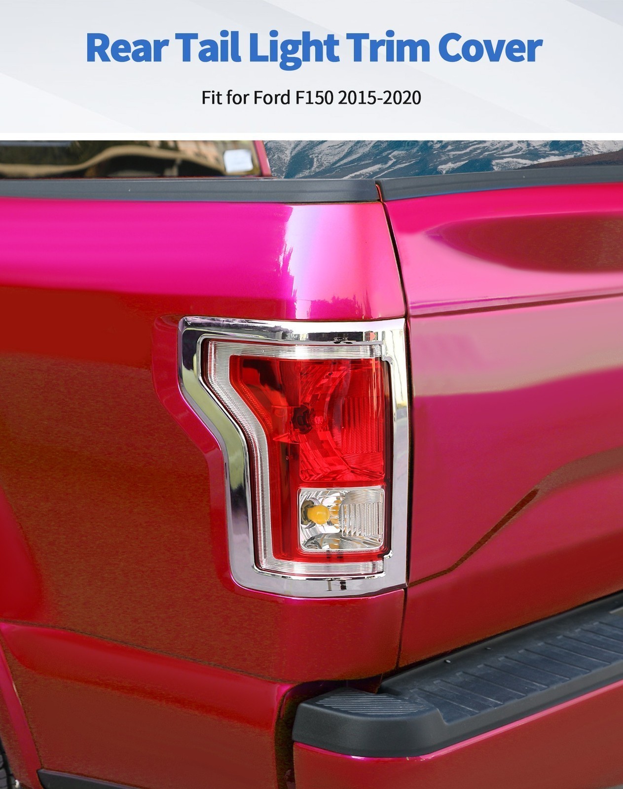 For Ford F-150 2015-2020 Chrome Exterior Taillight Cover Trim Bezels Lamp Frame