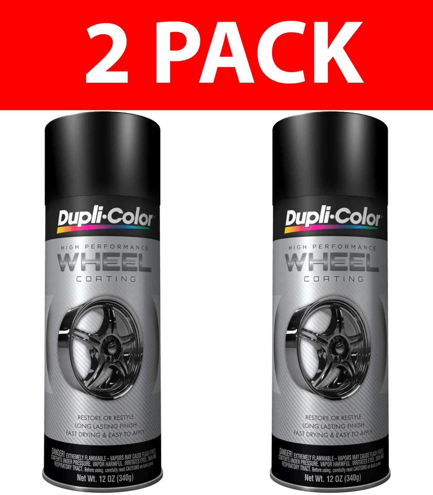 2 Pack Dupli Color Wheel Paint High Performance Black 11oz Aerosol New Free Ship