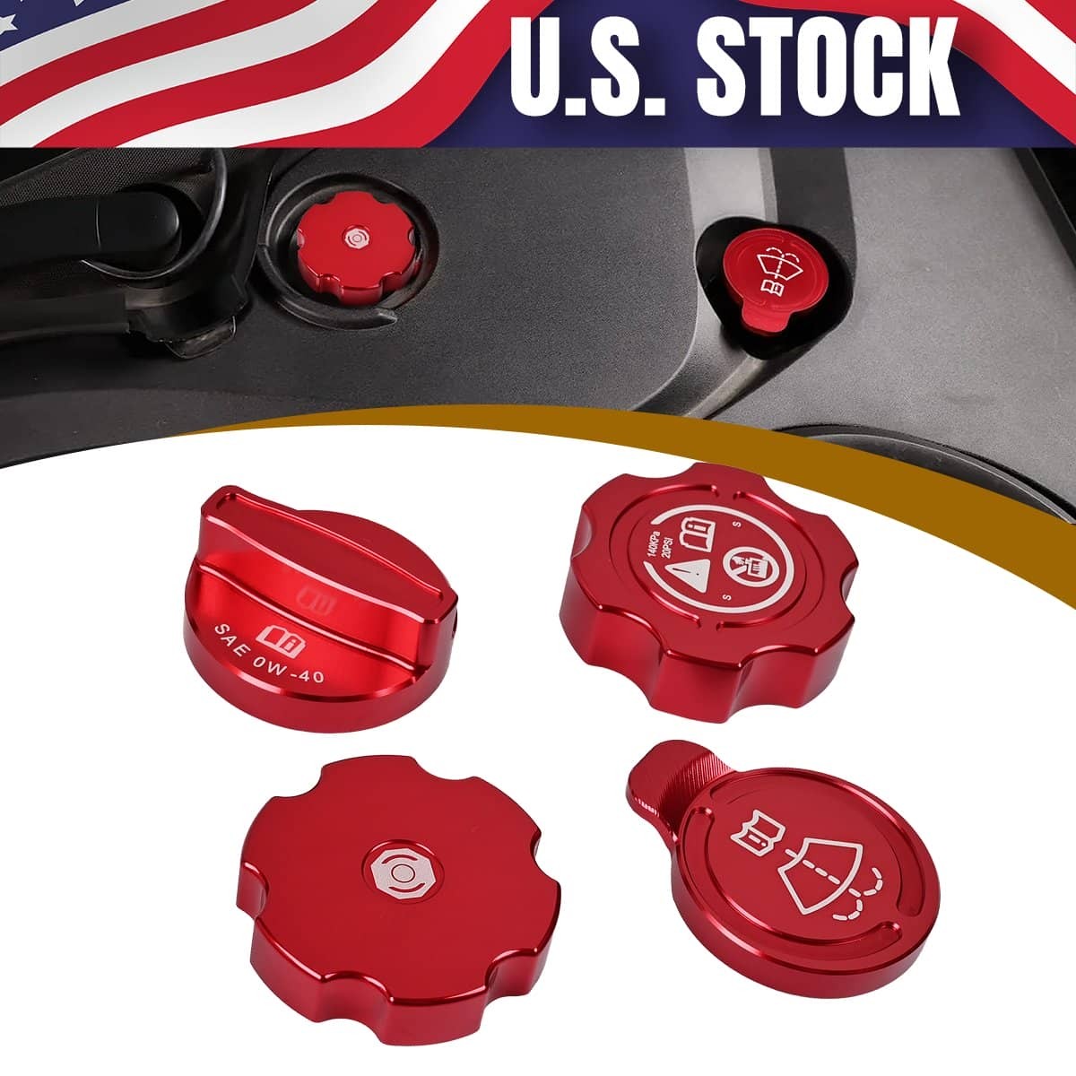 Aluminium Alloy Engine Bay Oil Cap Radiator Water Tank Cap Trim For Corvette C8
