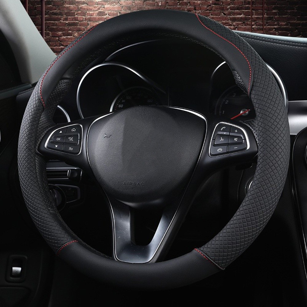 PU Leather Car Steering Wheel Cover Protector Universal For Most Auto SUV 15″