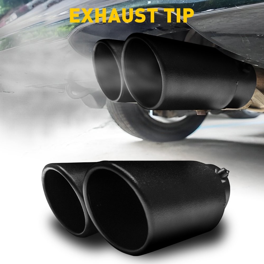 Black Car Rear Dual Exhaust Pipe Tail Muffler Tip Auto Accessories Universal