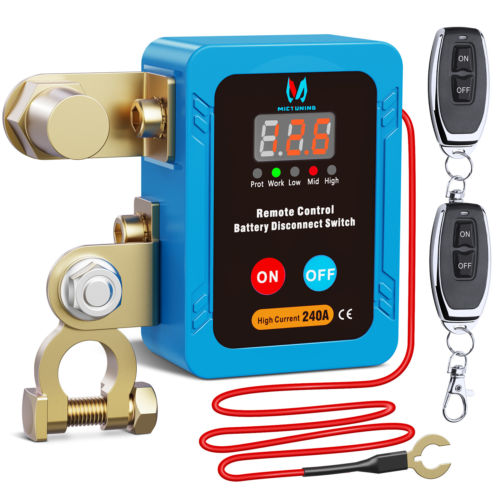12V 240A Remote Battery Disconnect Isolator Anti-Theft Switch with LED Display