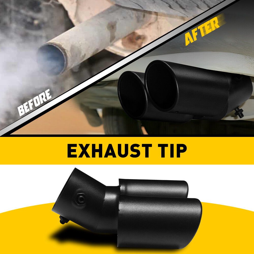 Car Auto Black Rear Dual Exhaust Pipe Tail Muffler Tip Throat Tailpipe Parts