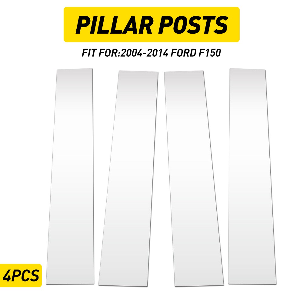 4pcs Chrome Side Window Door Pillar Posts Cover Trim For 2004-2014 Ford F-150