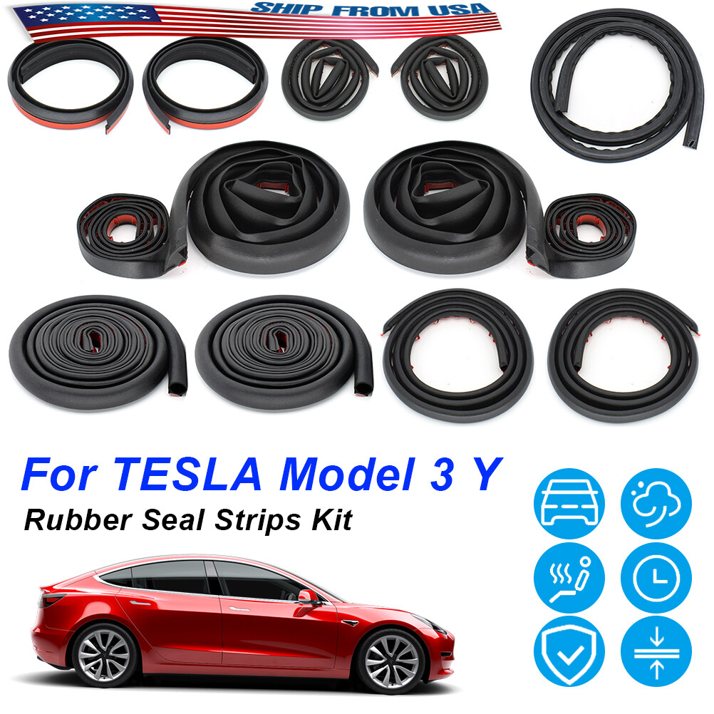 For Tesla Model 3 Y Weatherstrip Seal Strip Self Adhesive Noise Reduce Rubber