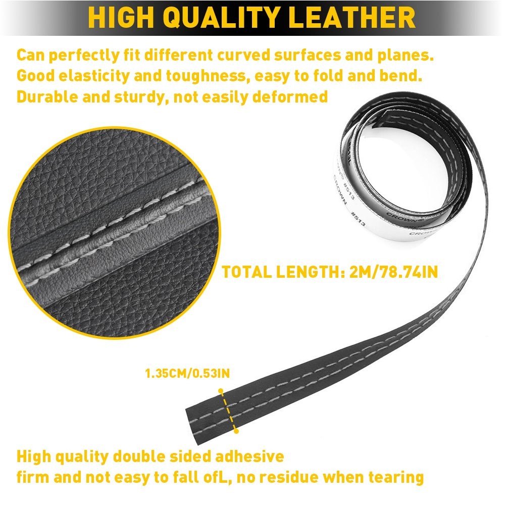 2M Car PU Leather Trim Strips Car Dashboard Decor Line Strip White Accessories